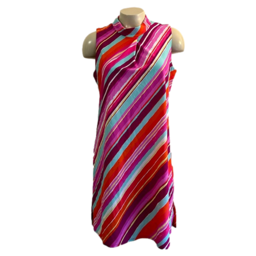 Jude Connally Pink Orange shift collared dress SM NWT